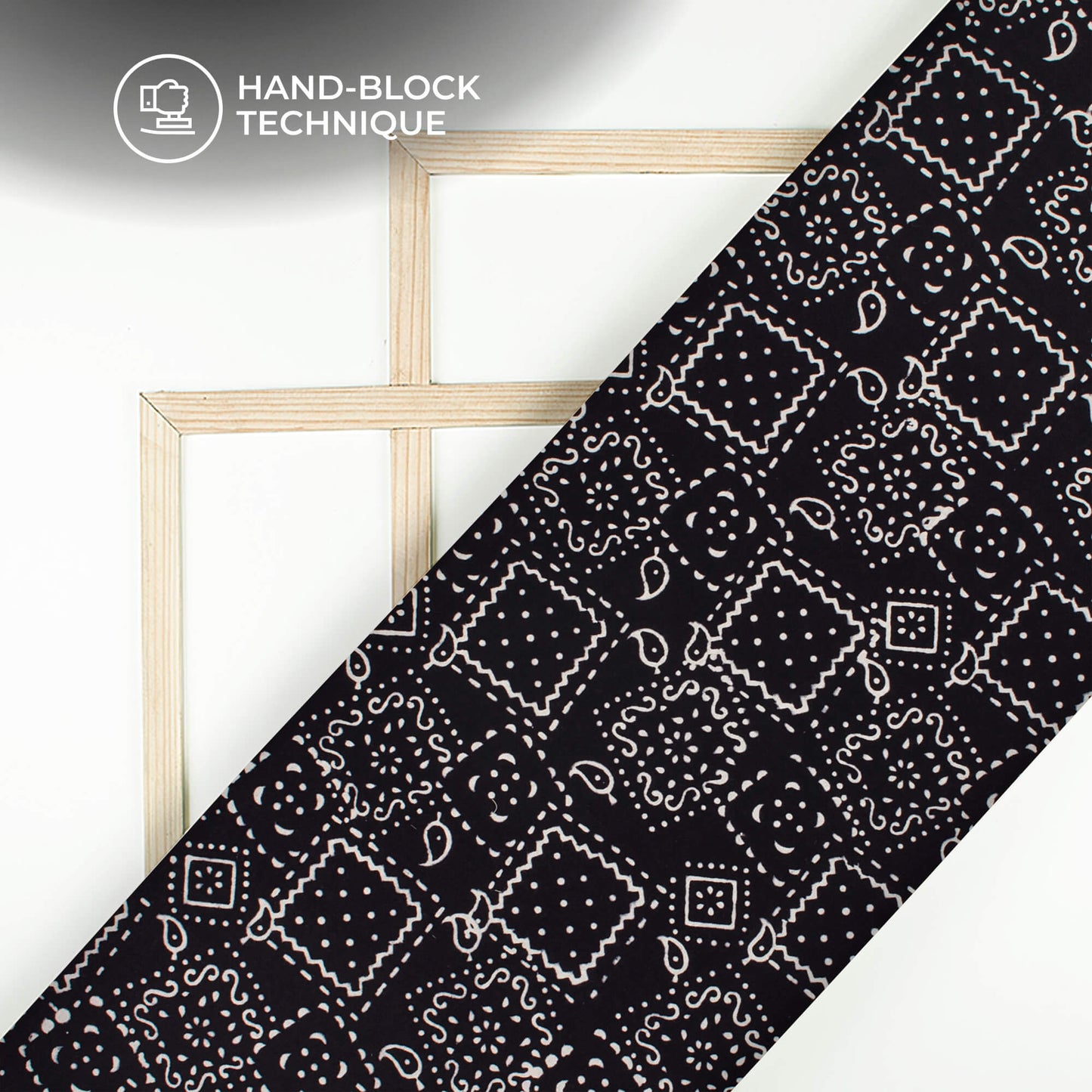 Monochrome Quirky Pattern Handblock Cotton Fabric