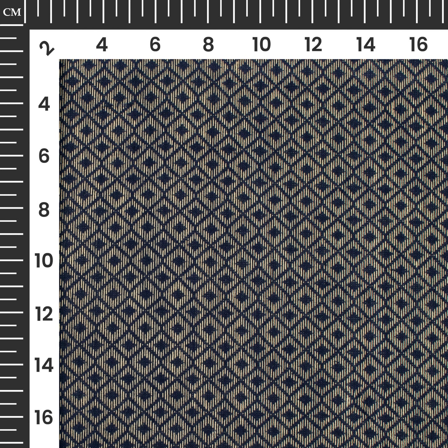 Navy Blue And Beige Checks Handloom Cotton Fabric
