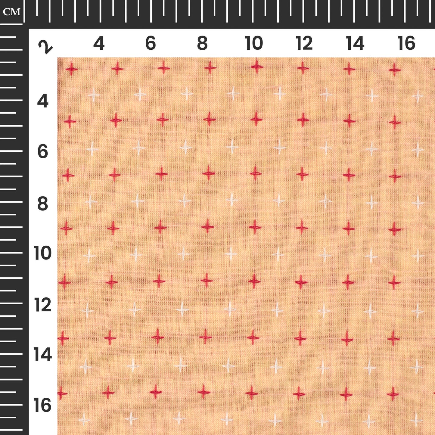 Peach Geometric Handloom Cotton Fabric