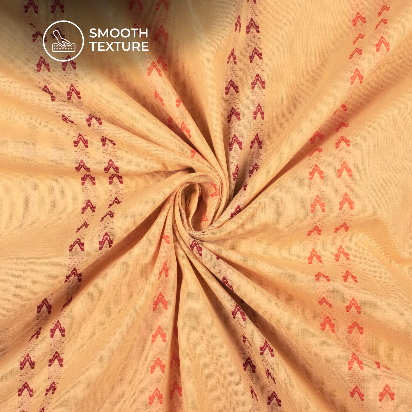 Cantaloupe Orange Stripes Dobby Handloom Cotton Fabric