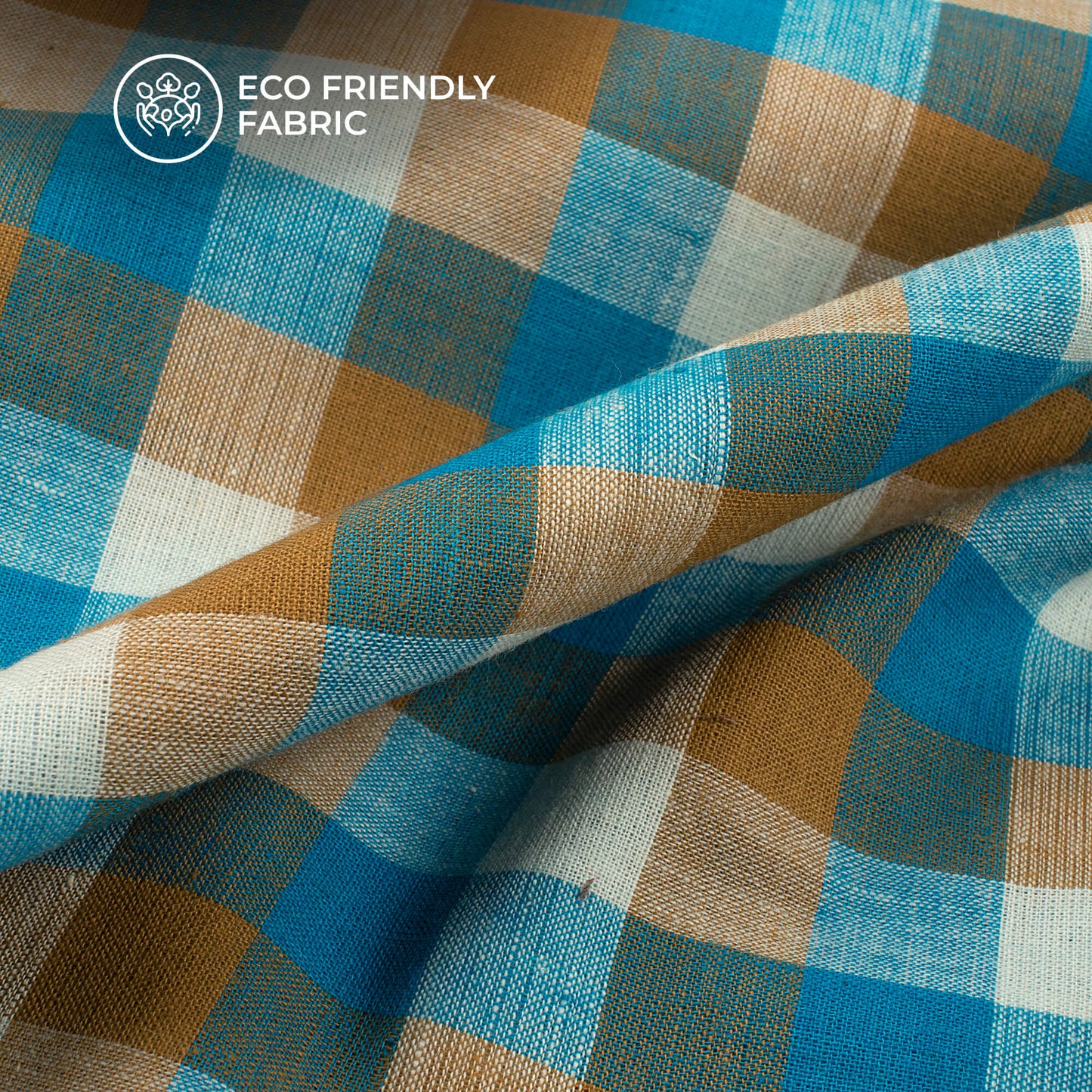 Trendy White And Blue Checked Handloom Cotton Fabric