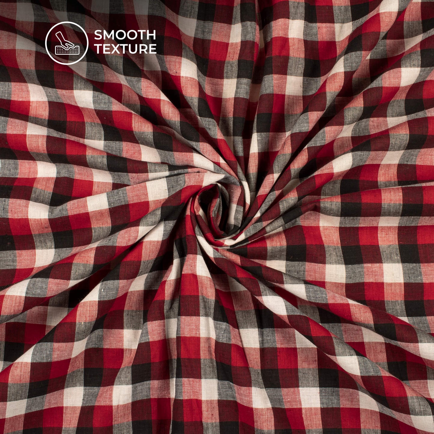 Trendy White And Red Checked Handloom Cotton Fabric
