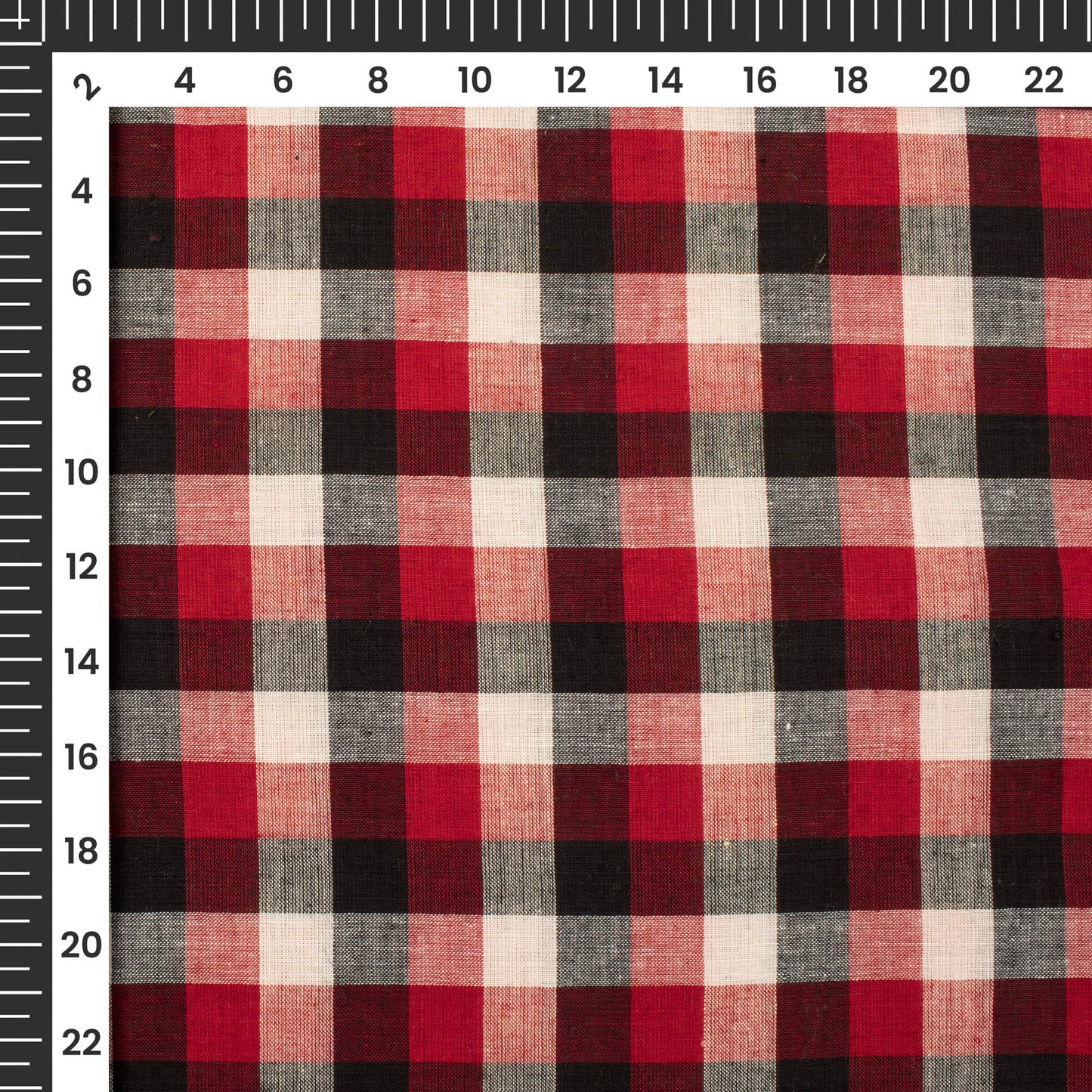 Trendy White And Red Checked Handloom Cotton Fabric