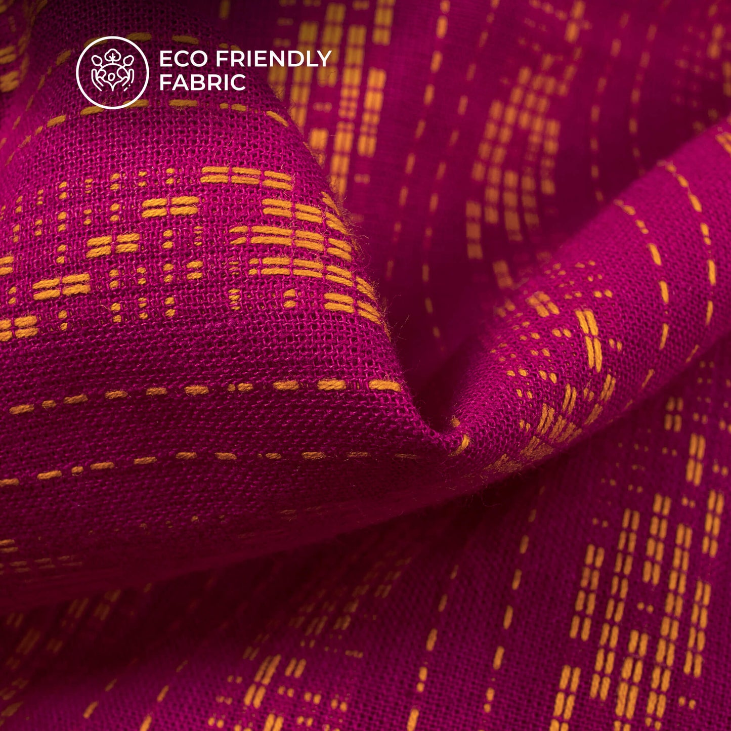 Pink Geometric Stripes Dobby Handloom Cotton Fabric