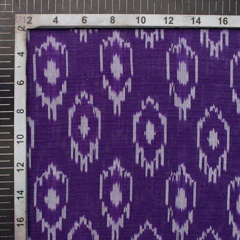 Indigo Blue And White Abstract Pattern Pre-Washed Mercerised Ikat Cotton Fabric - Fabcurate
