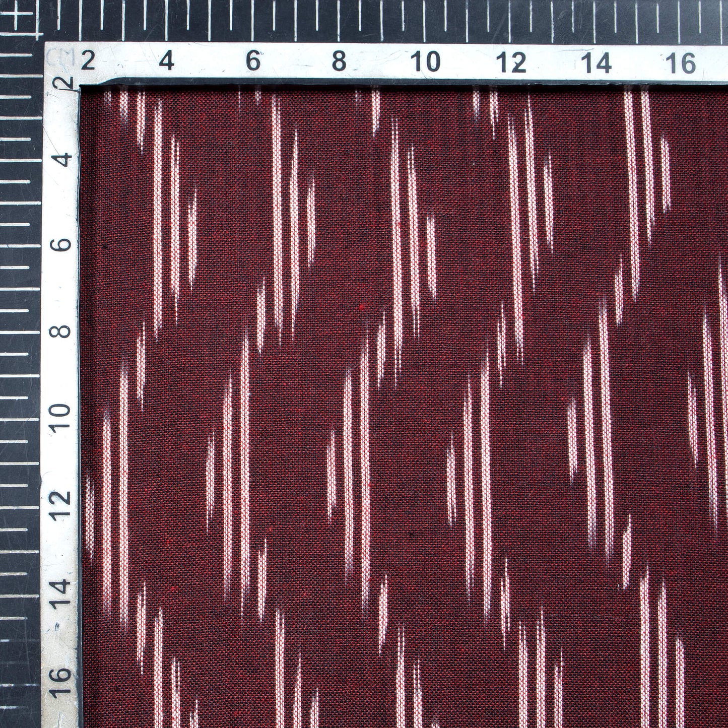 Blood Red Stripes Pattern Pre-Washed Ikat Cotton Fabric