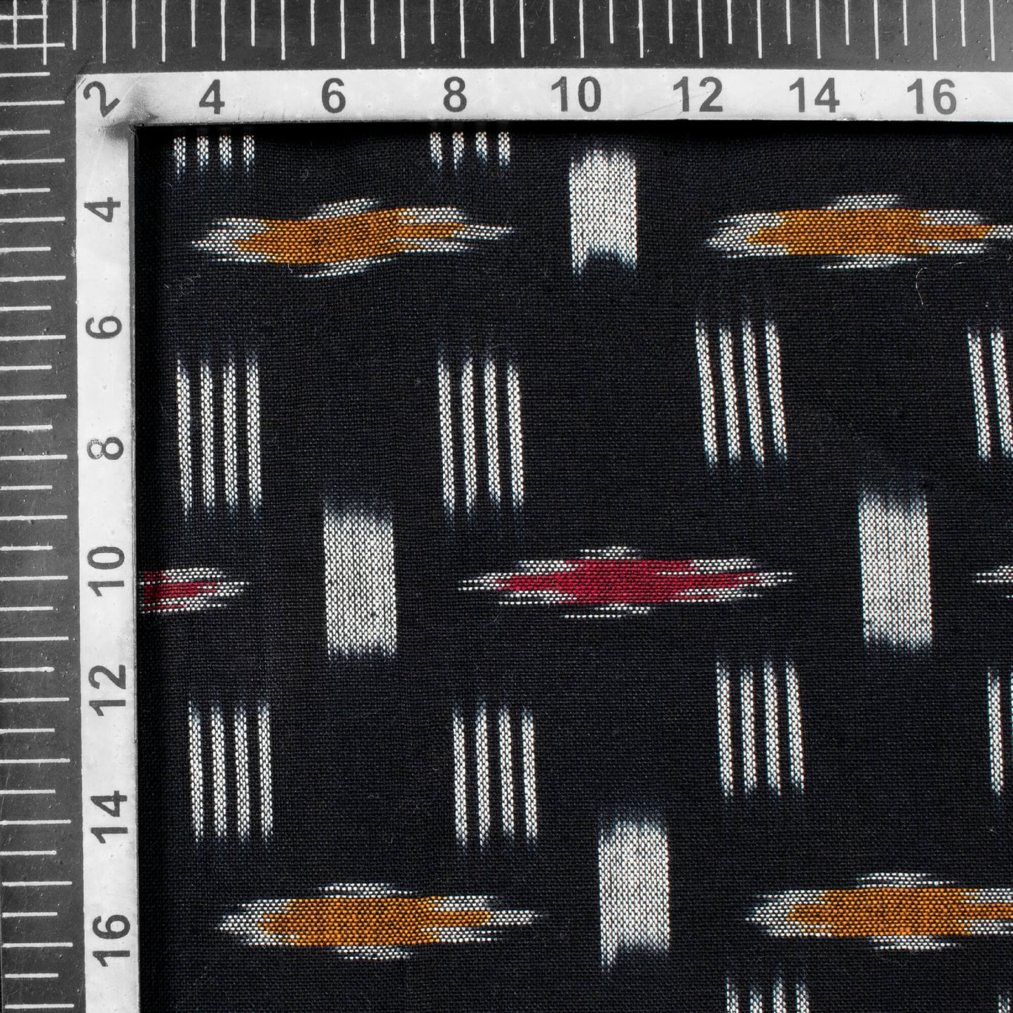 Black And White Abstract Pattern Pre-Washed Double Ikat Cotton Fabric
