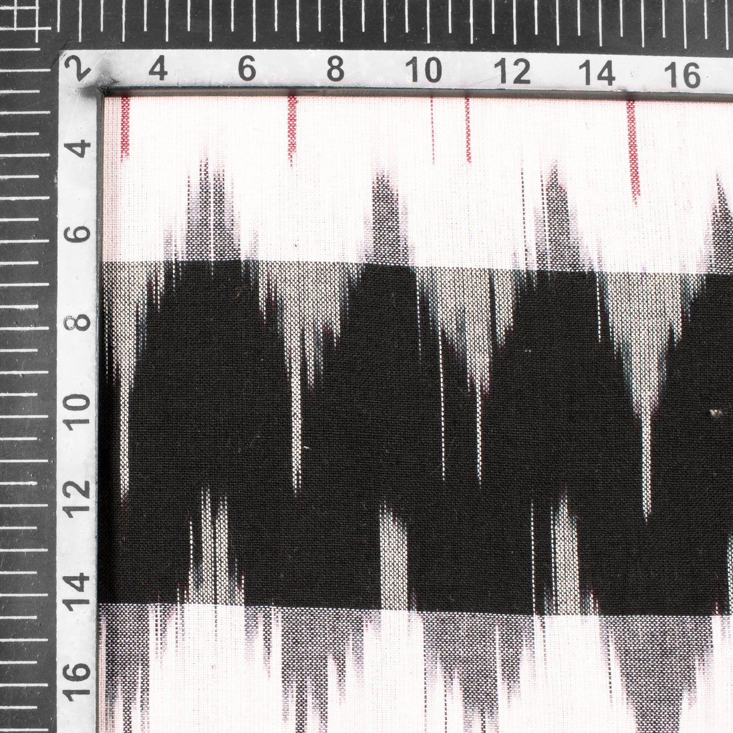 Blood Red And Black Chevron Pattern Woven Pre-Washed Cotton 3D Ikat Fabric