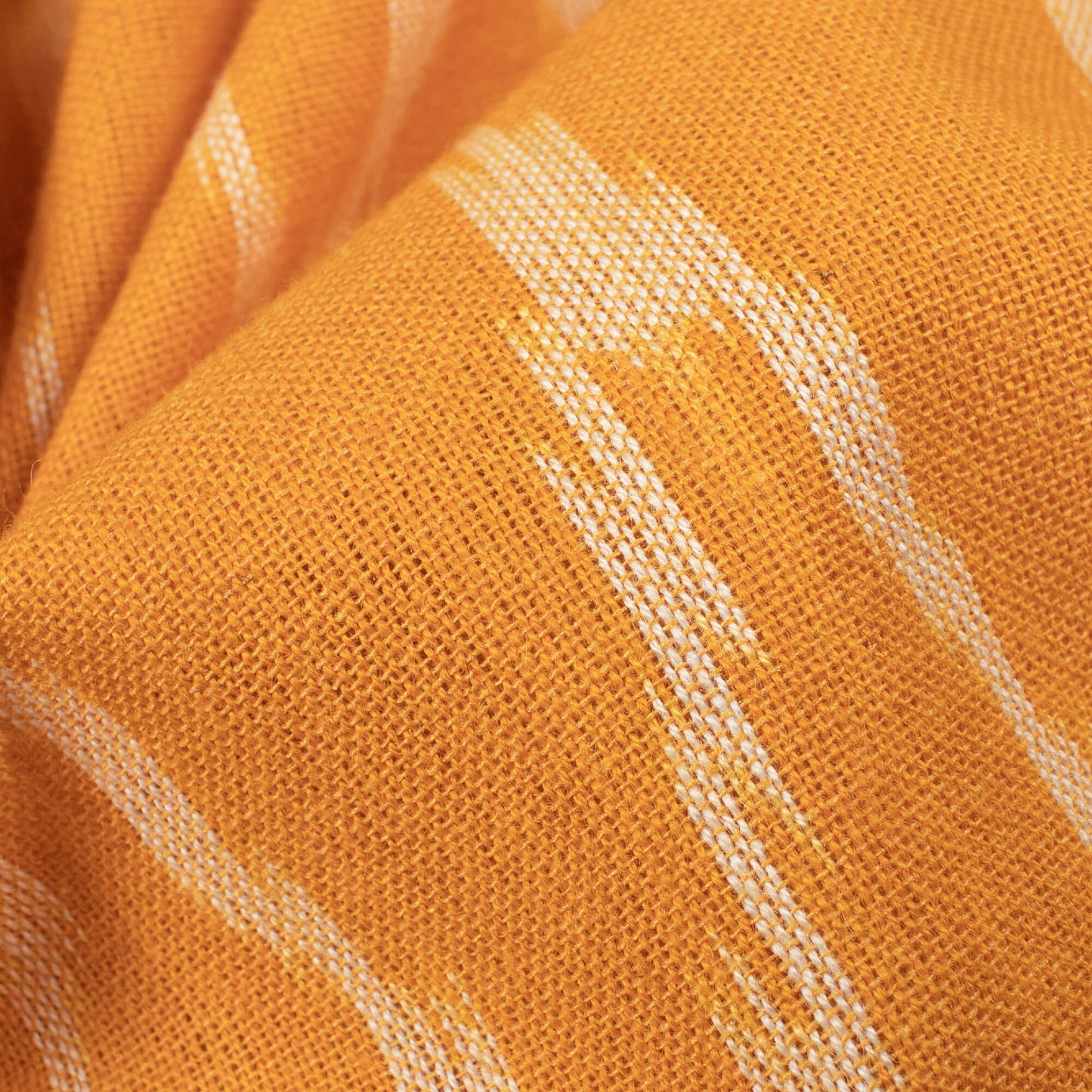 Amber Yellow And Off White Abstract Pattern Pre-Washed Cotton Ikat Fabric