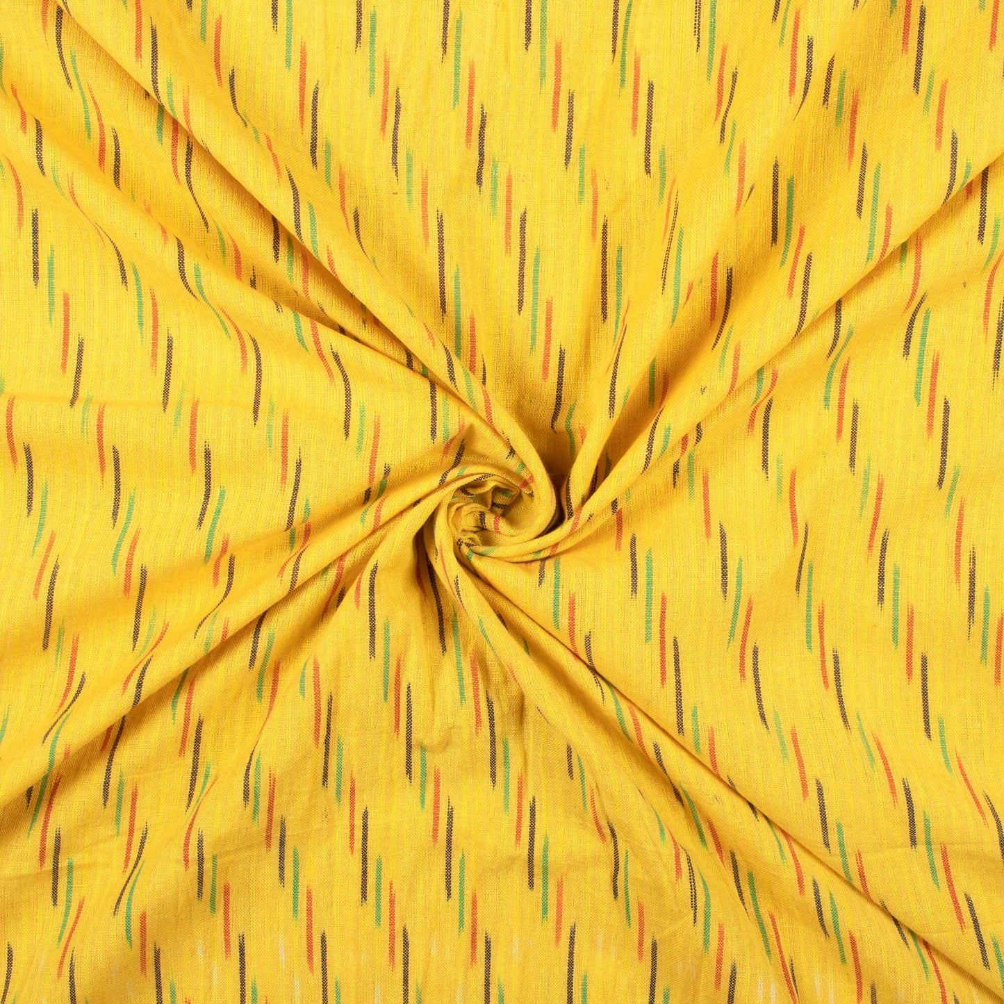 Bumblebee Yellow And Black Stripes Pattern Pre-Washed Cotton Ikat Fabric