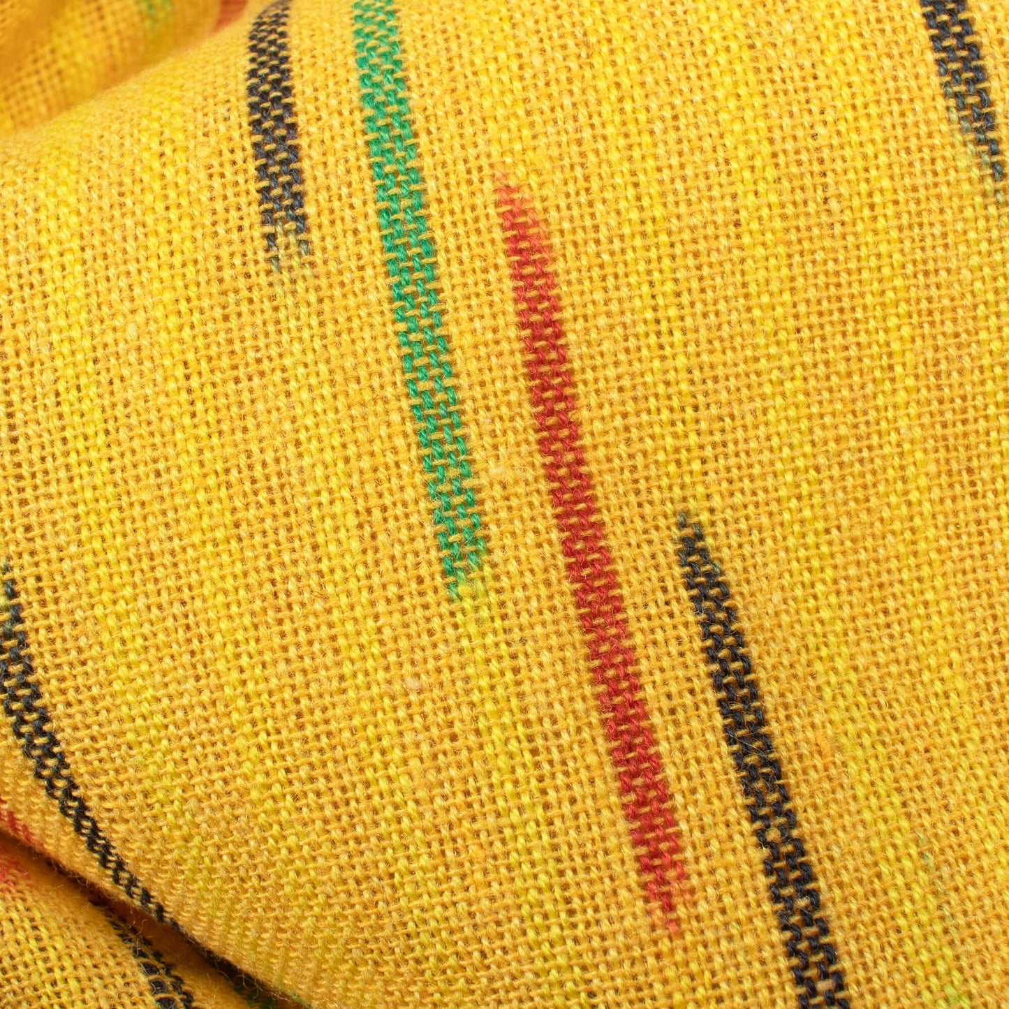 Bumblebee Yellow And Black Stripes Pattern Pre-Washed Cotton Ikat Fabric