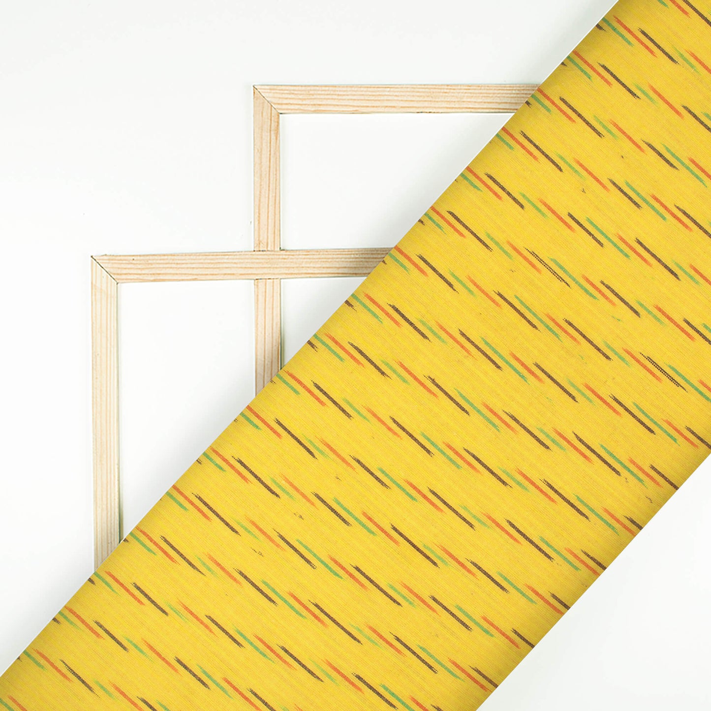 Bumblebee Yellow And Black Stripes Pattern Pre-Washed Cotton Ikat Fabric