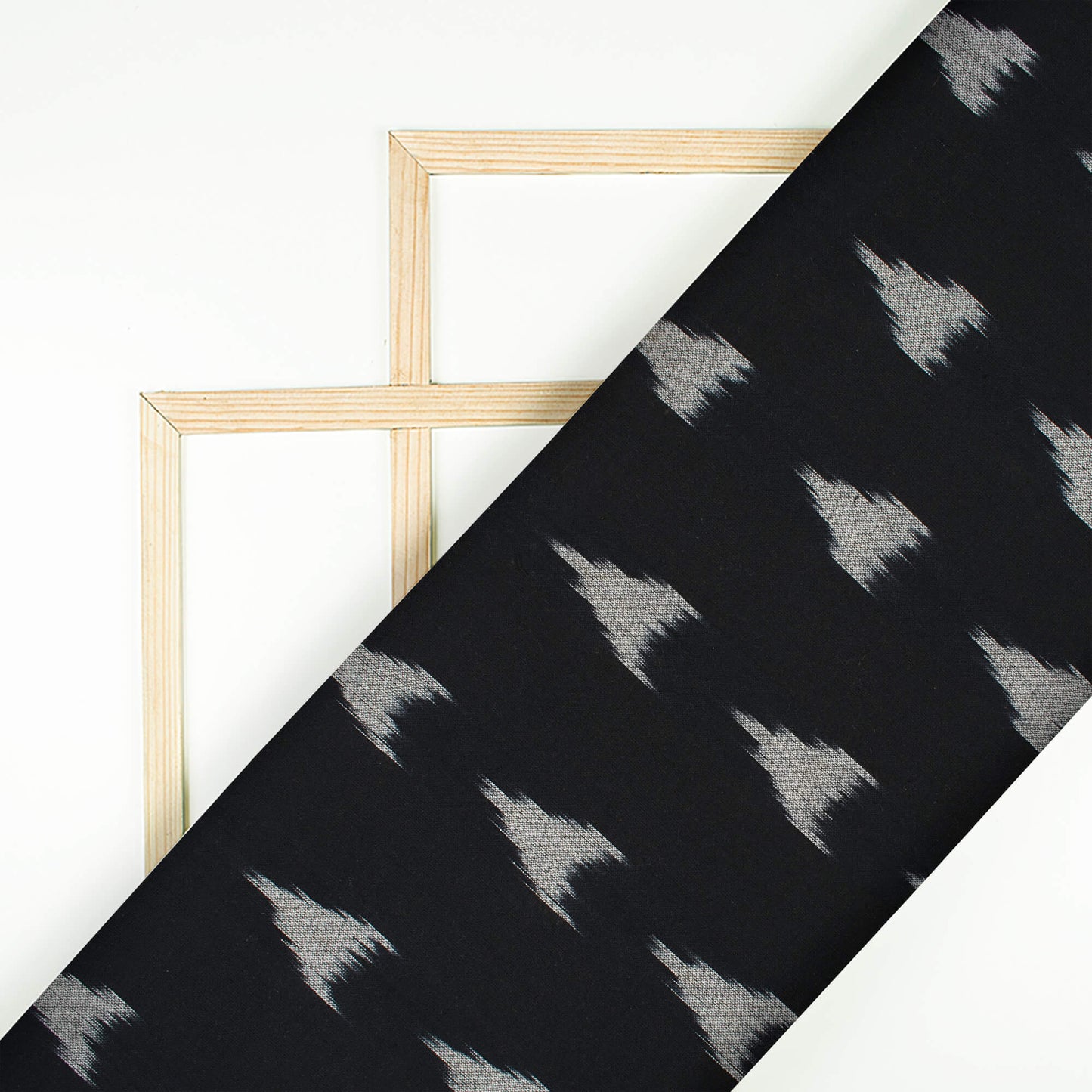 Black And White Abstract Pattern Pre-Washed Cotton Ikat Fabric