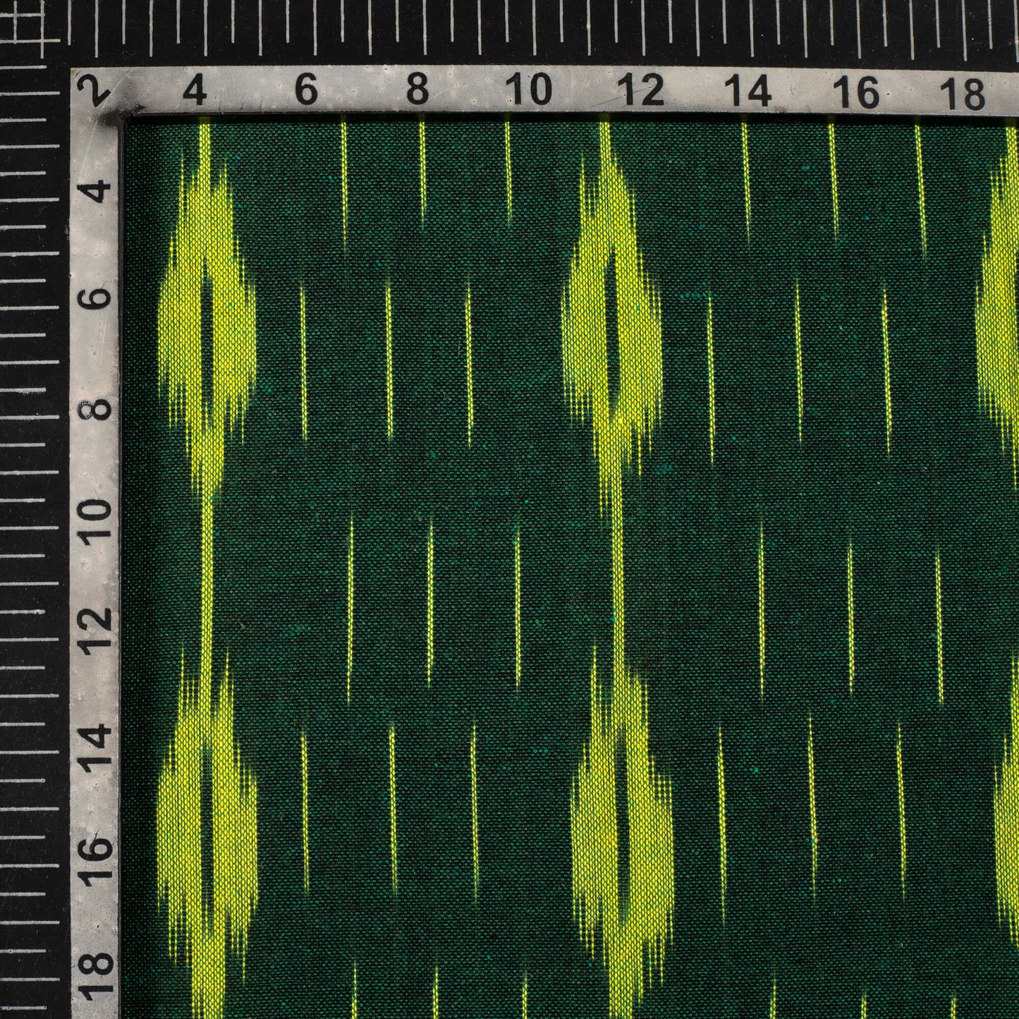 Forest Green And Lime Green Stripes Pattern Pre-Washed Ikat Cotton Fabric