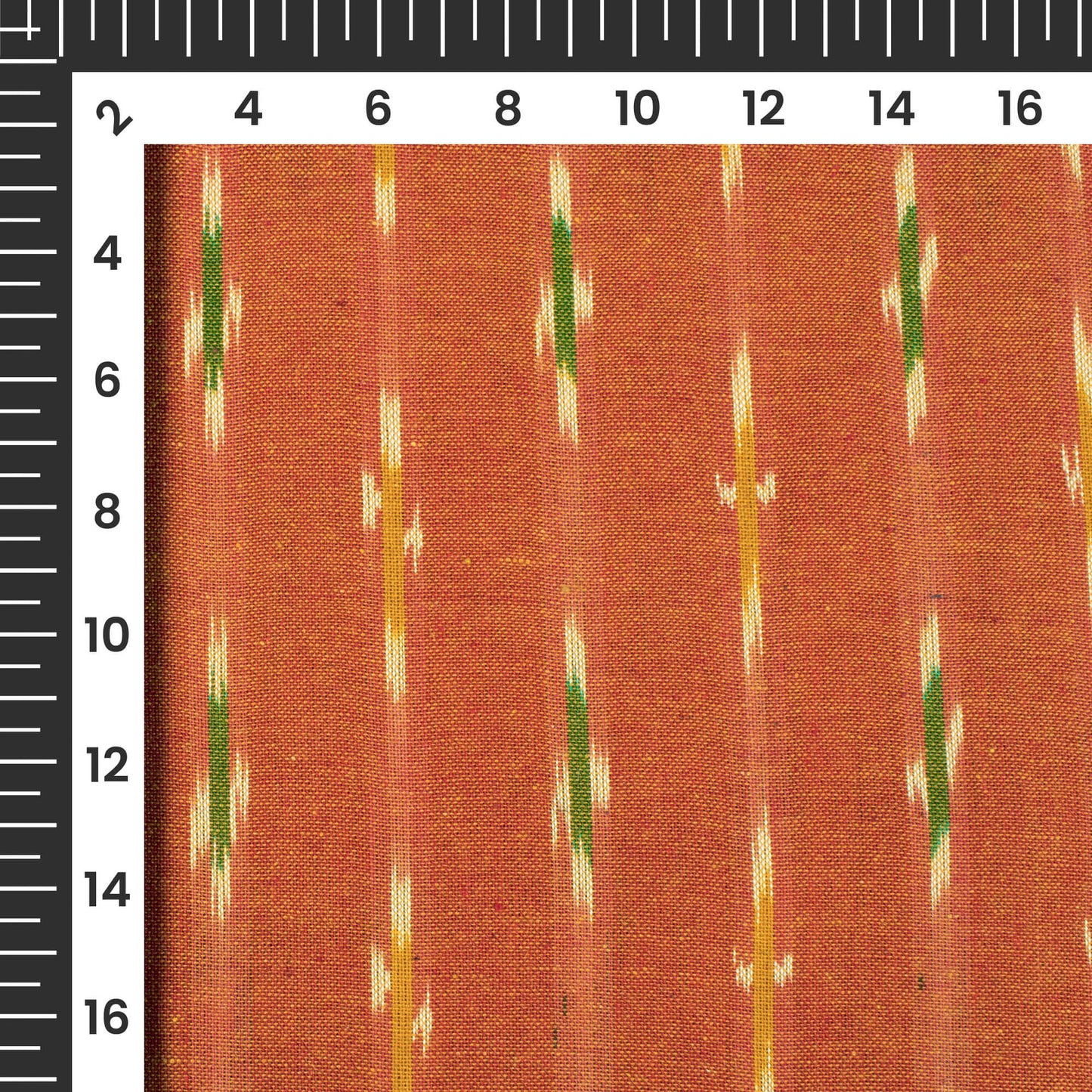 Cider Orange Pre-Washed Pochampally Ikat Cotton Fabric