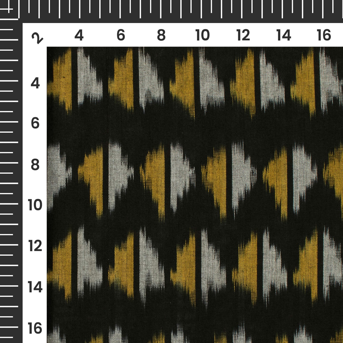 Black Pochampally Pre-Washed Mercerised Ikat Cotton Fabric