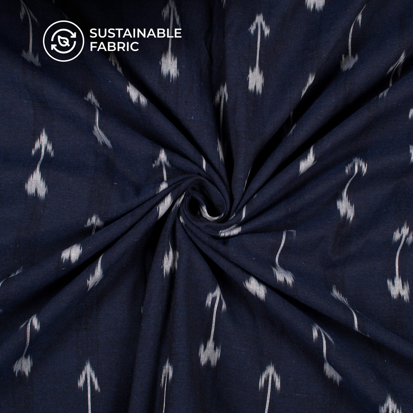 Navy Blue Arrow Pre-Washed Pochampally Ikat Cotton Fabric