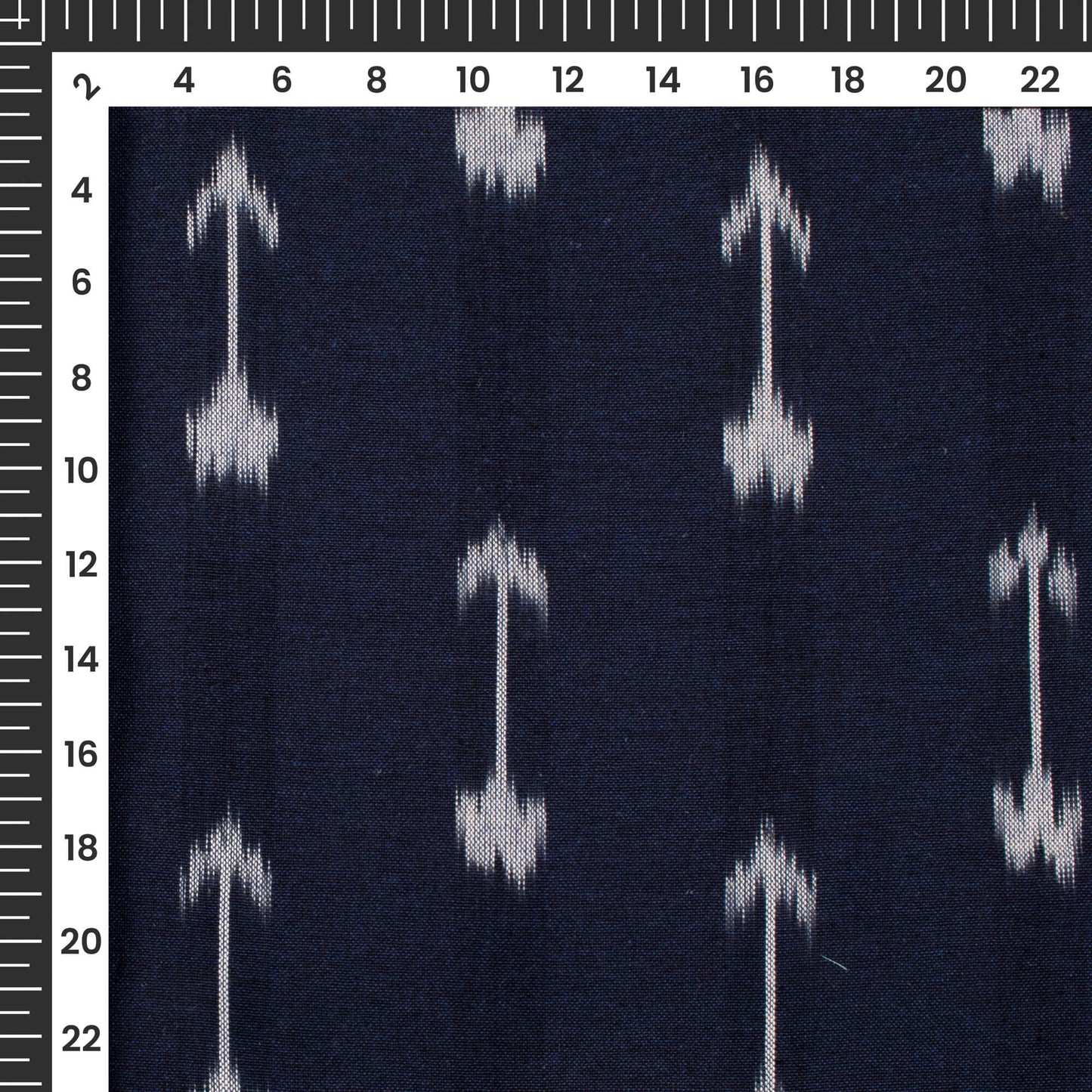 Navy Blue Arrow Pre-Washed Pochampally Ikat Cotton Fabric