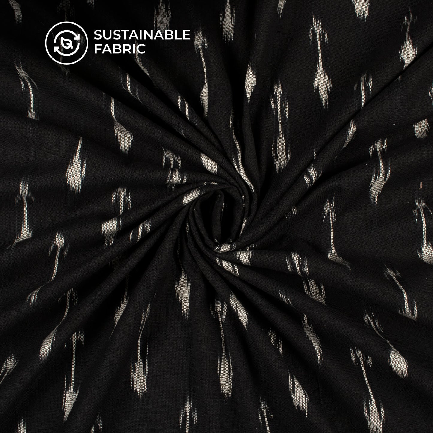 Black Arrow Pre-Washed Pochampally Ikat Cotton Fabric