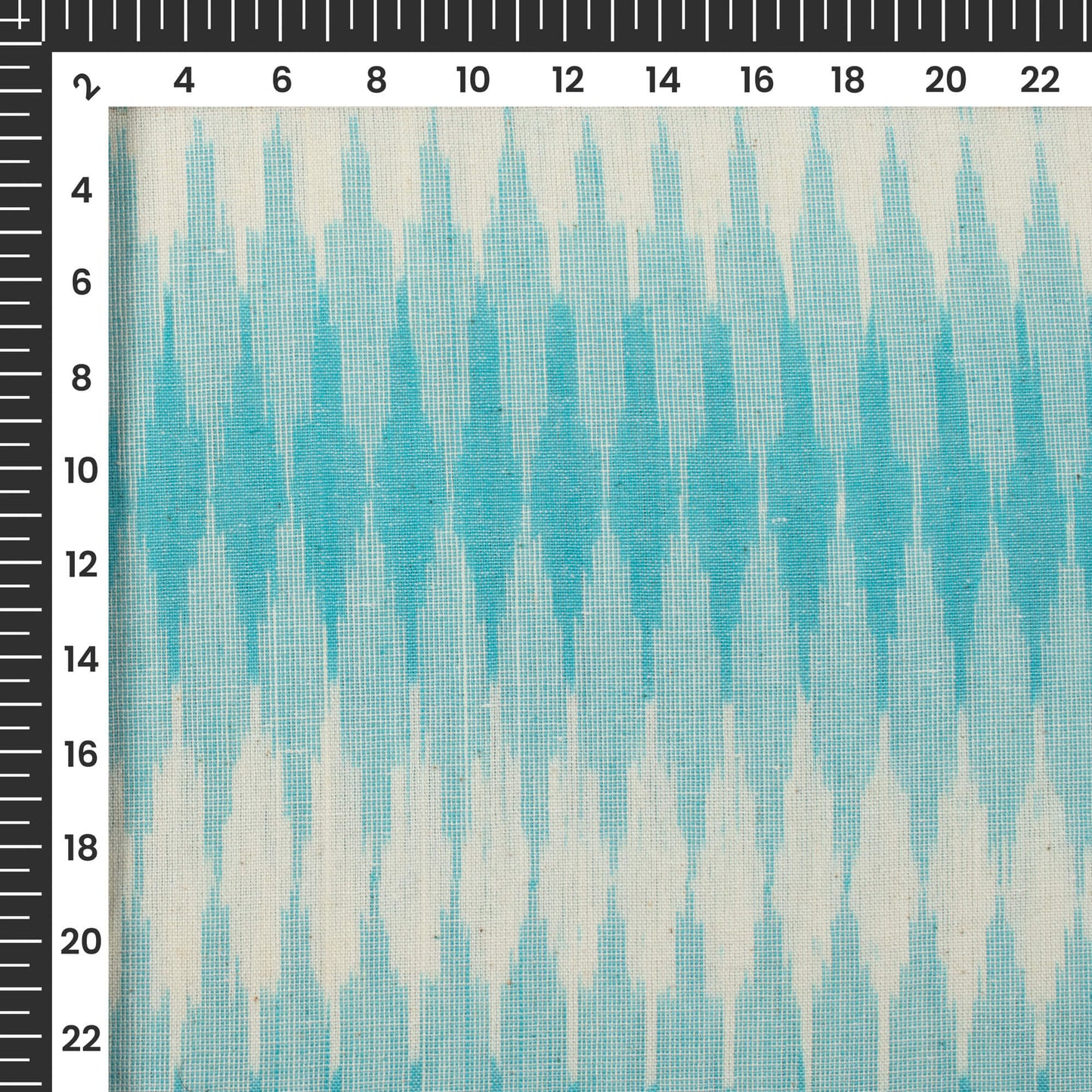 Sky Blue Geometric Pre-Washed Pochampally Computer Ikat Cotton Fabric
