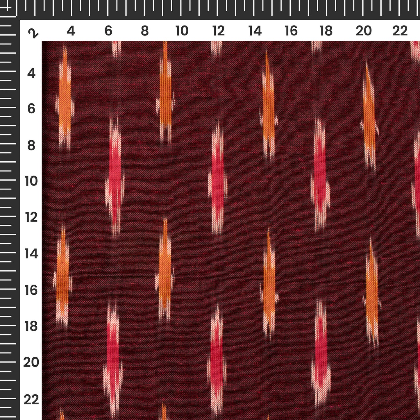 Wine Red Stripes Pre-Washed Pochampally Computer Ikat Cotton Fabric