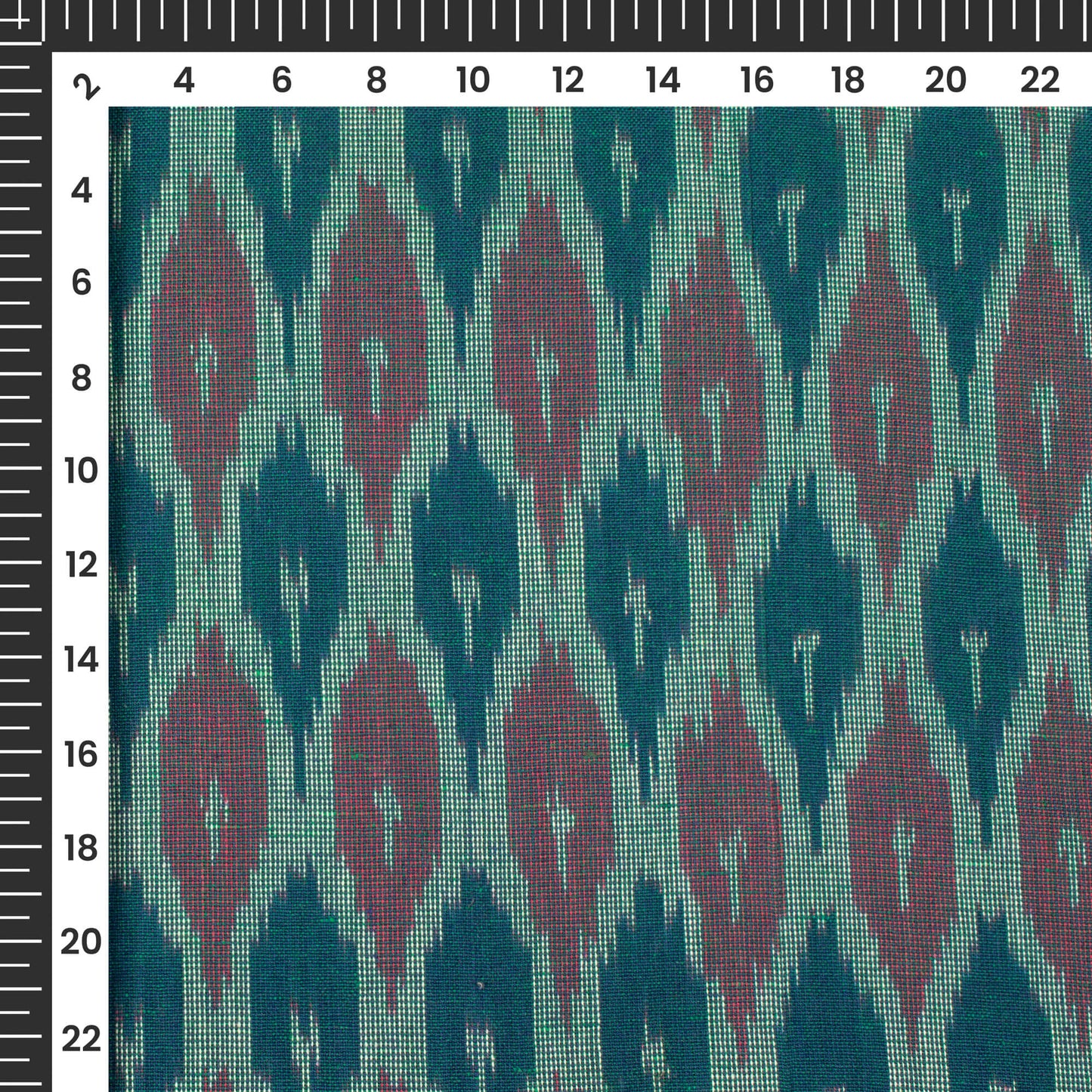 Ocean Blue Geometric Pre-Washed Pochampally Ikat Cotton Fabric