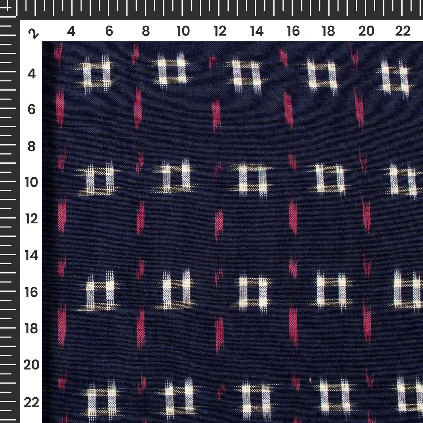 Blue Checks Pre-Washed Pochampally Double Ikat Cotton Fabric