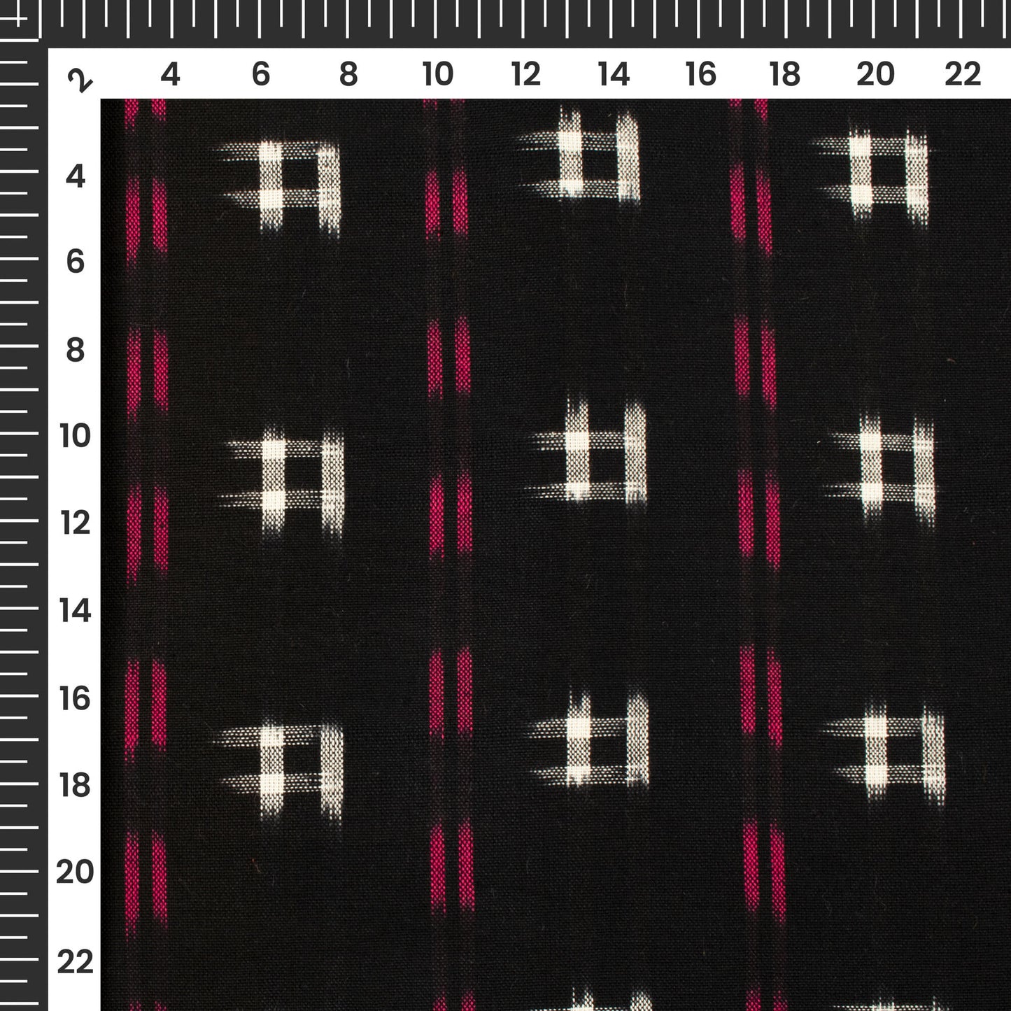 Black Checks Pre-Washed Pochampally Double Ikat Cotton Fabric