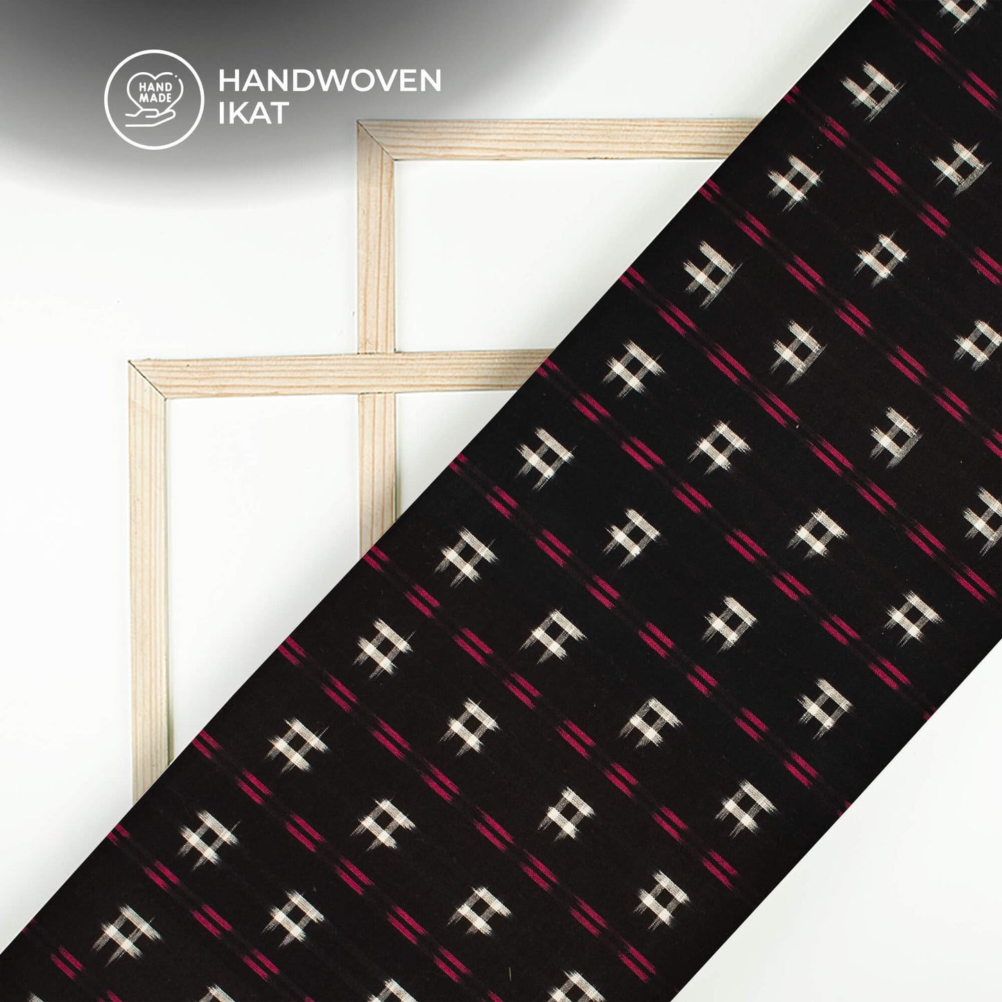Black Checks Pre-Washed Pochampally Double Ikat Cotton Fabric