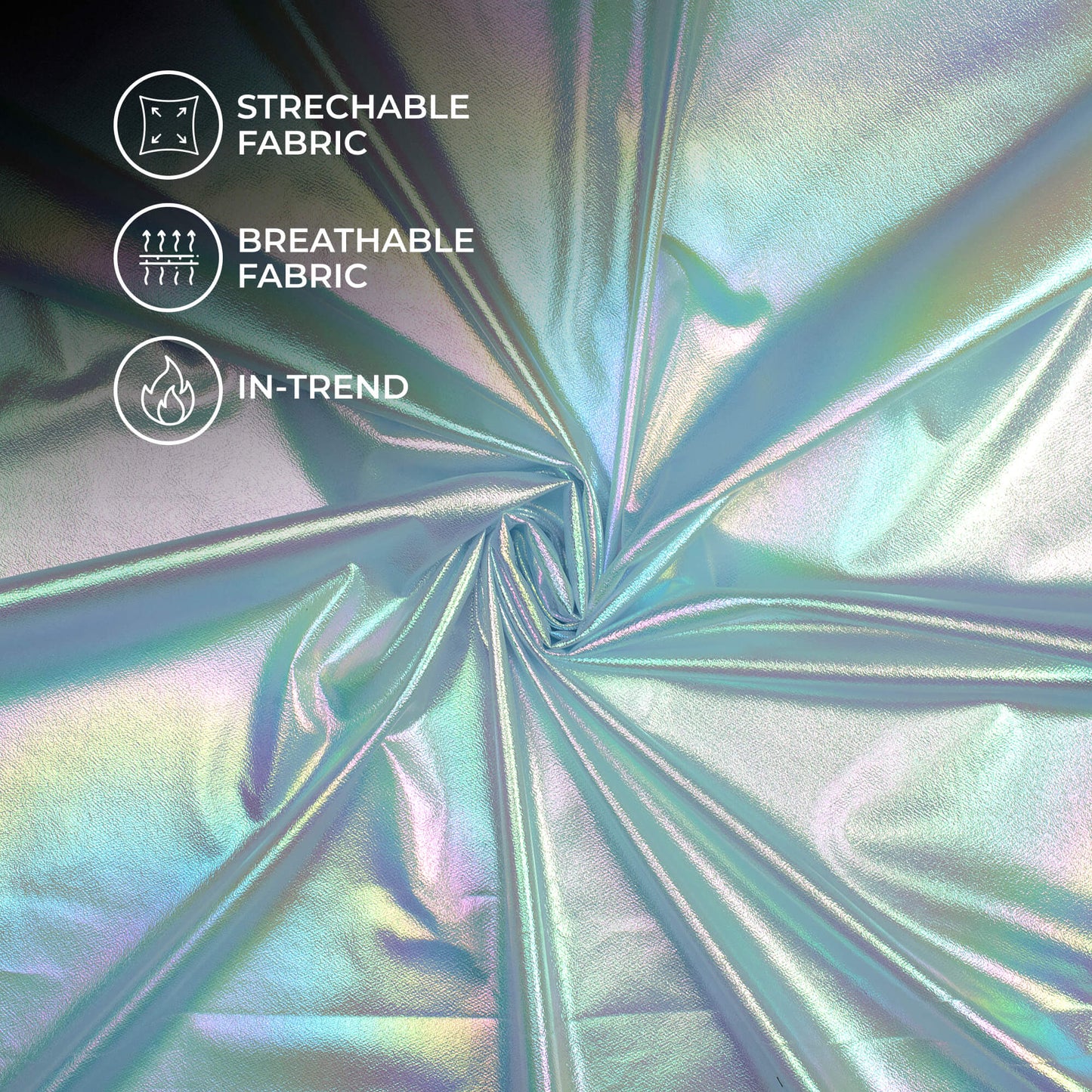Baby Blue Holographic Dual Tones Galaxy Imported Net Fabric (Width 62 Inches)