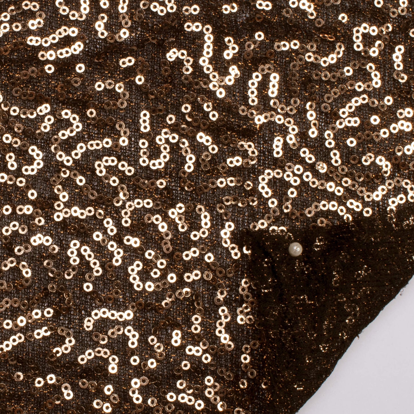 Dark Brown Sequins Shiny Metallic Lurex Imported Knit Fabric (Width 58 Inches)