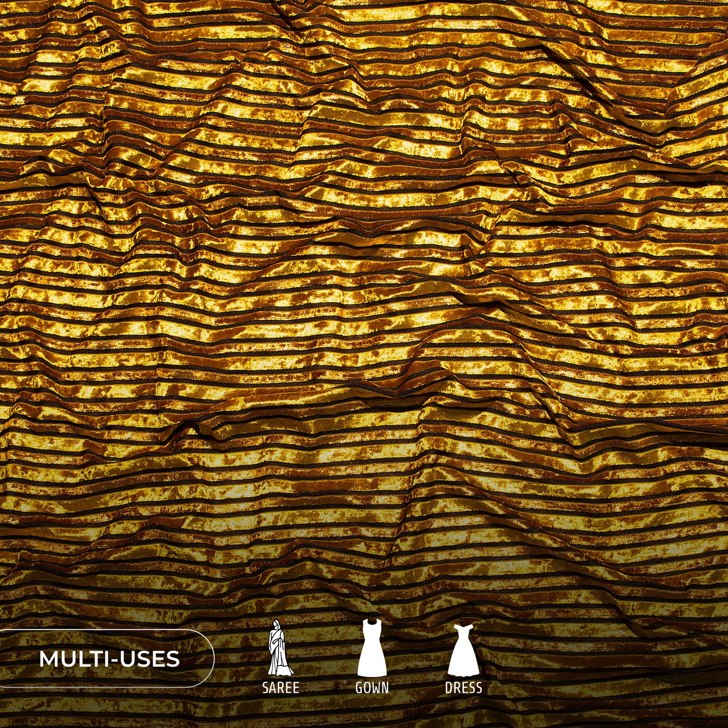 Golden Stripes Luxury Imported Velvet Fabric