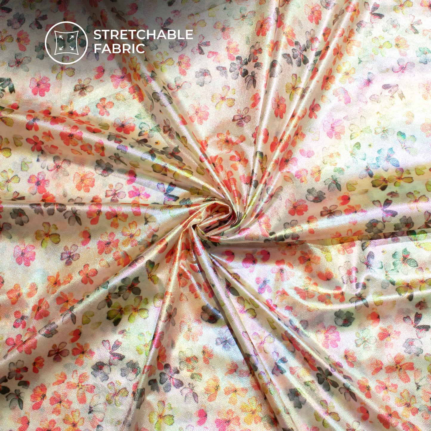 Red Floral Dual Tones Galaxy Imported Net Fabric