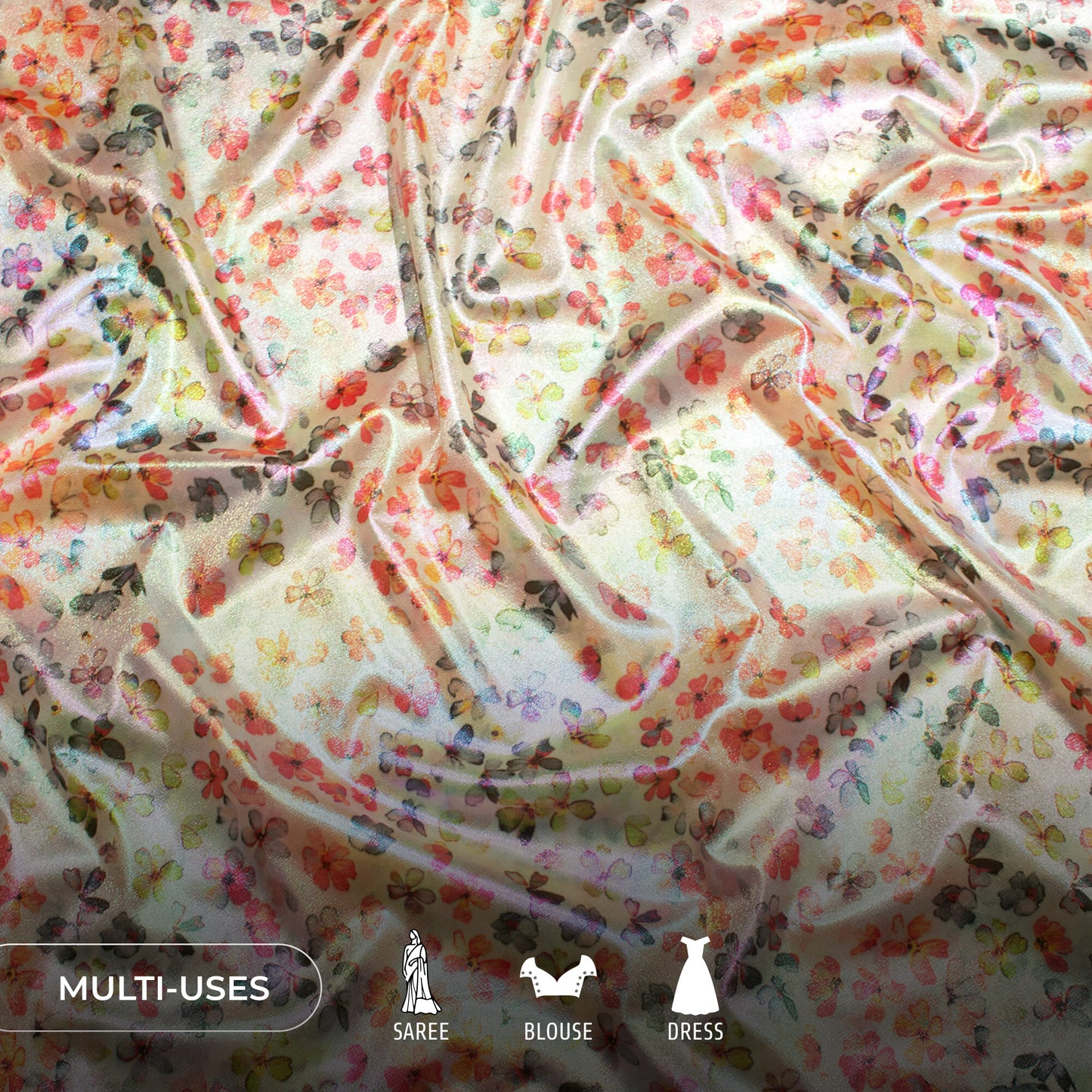 Red Floral Dual Tones Galaxy Imported Net Fabric