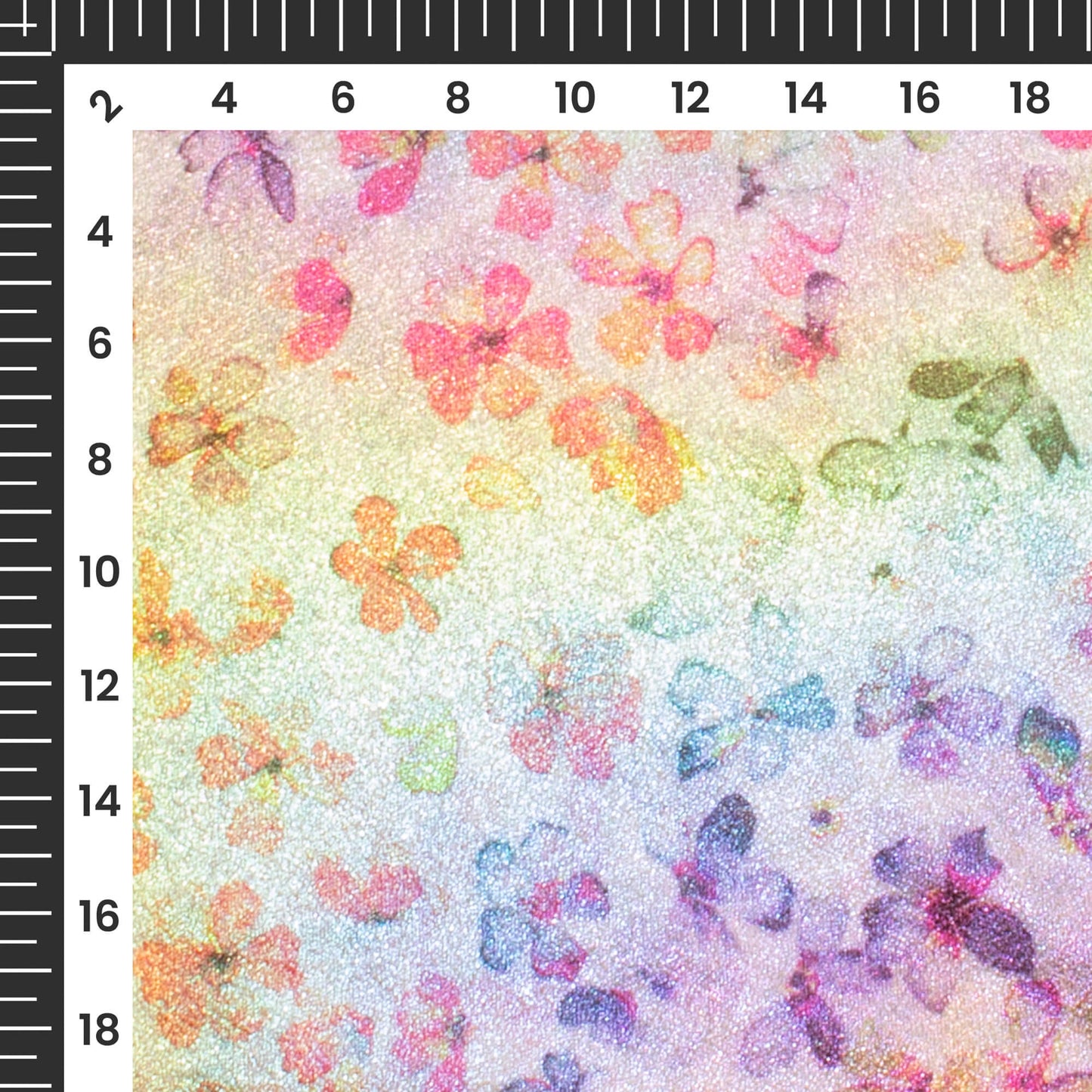 Red Floral Dual Tones Galaxy Imported Net Fabric