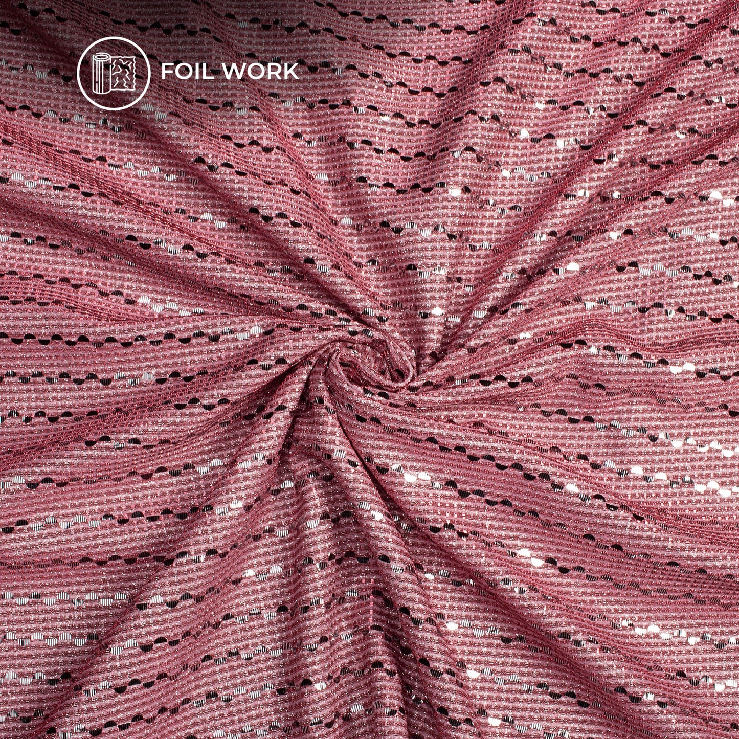 Black Foil Work And Red Zari Thread Work Imported Fabric