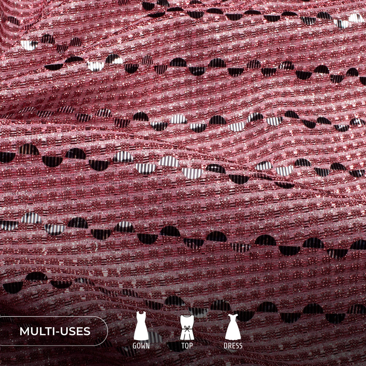 Black Foil Work And Red Zari Thread Work Imported Fabric