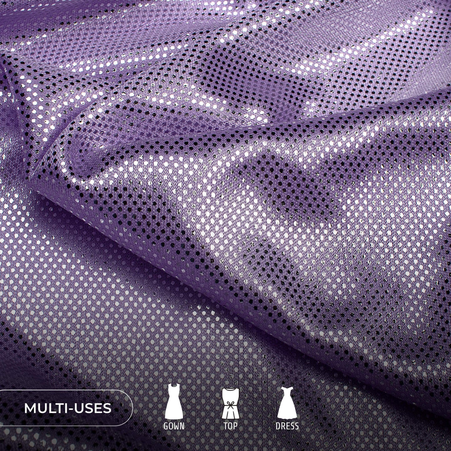 Classy Silver Polka Dots Foil Work On Imported Lycra Fabric