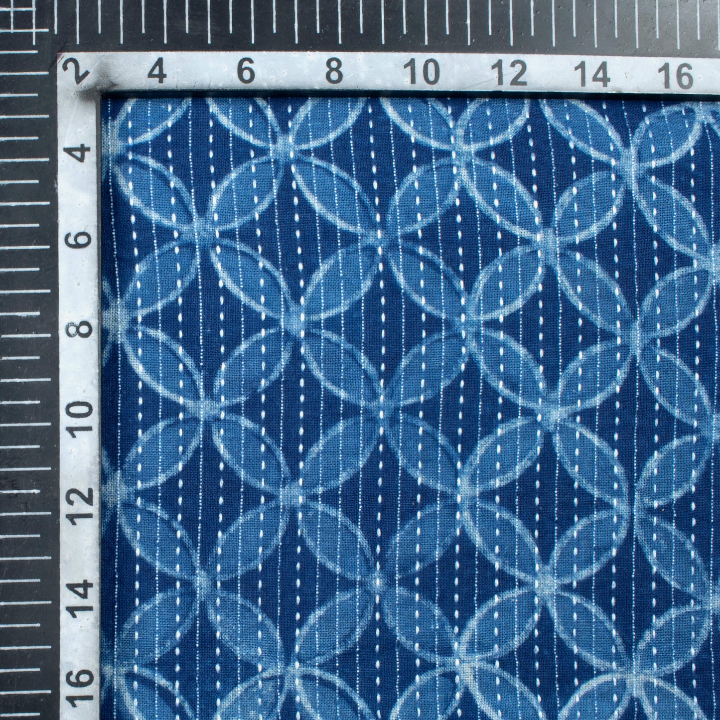 Indigo Traditional Pattern Natural Dye Akola Handblock Kantha Cotton Fabric