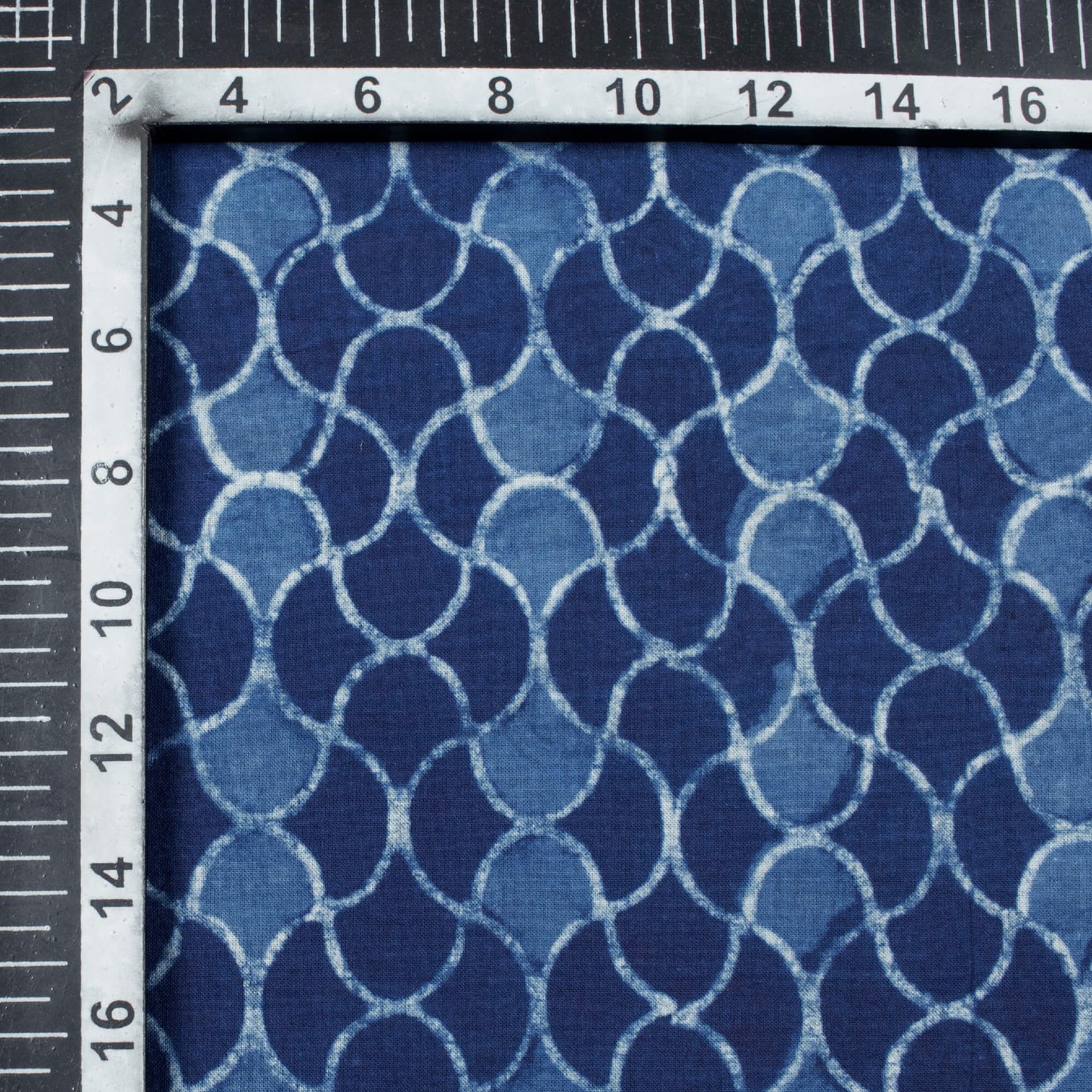 Indigo Trellis Pattern Natural Dye Akola Handblock Cotton Fabric