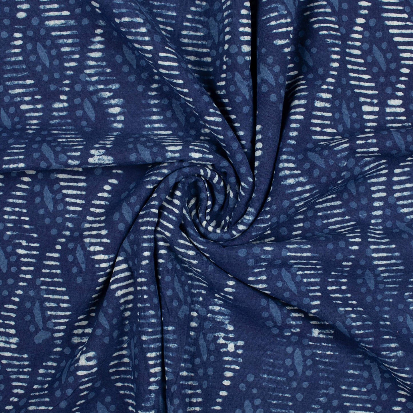 Indigo Trellis Pattern Handblock Cotton Fabric