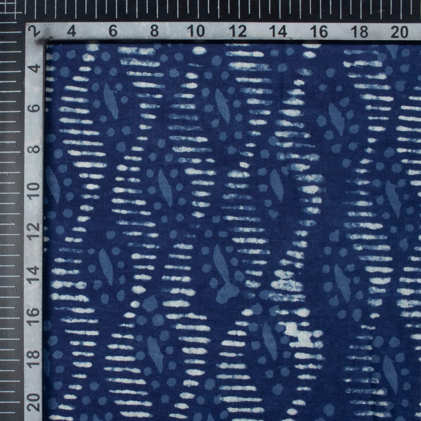 Indigo Trellis Pattern Handblock Cotton Fabric