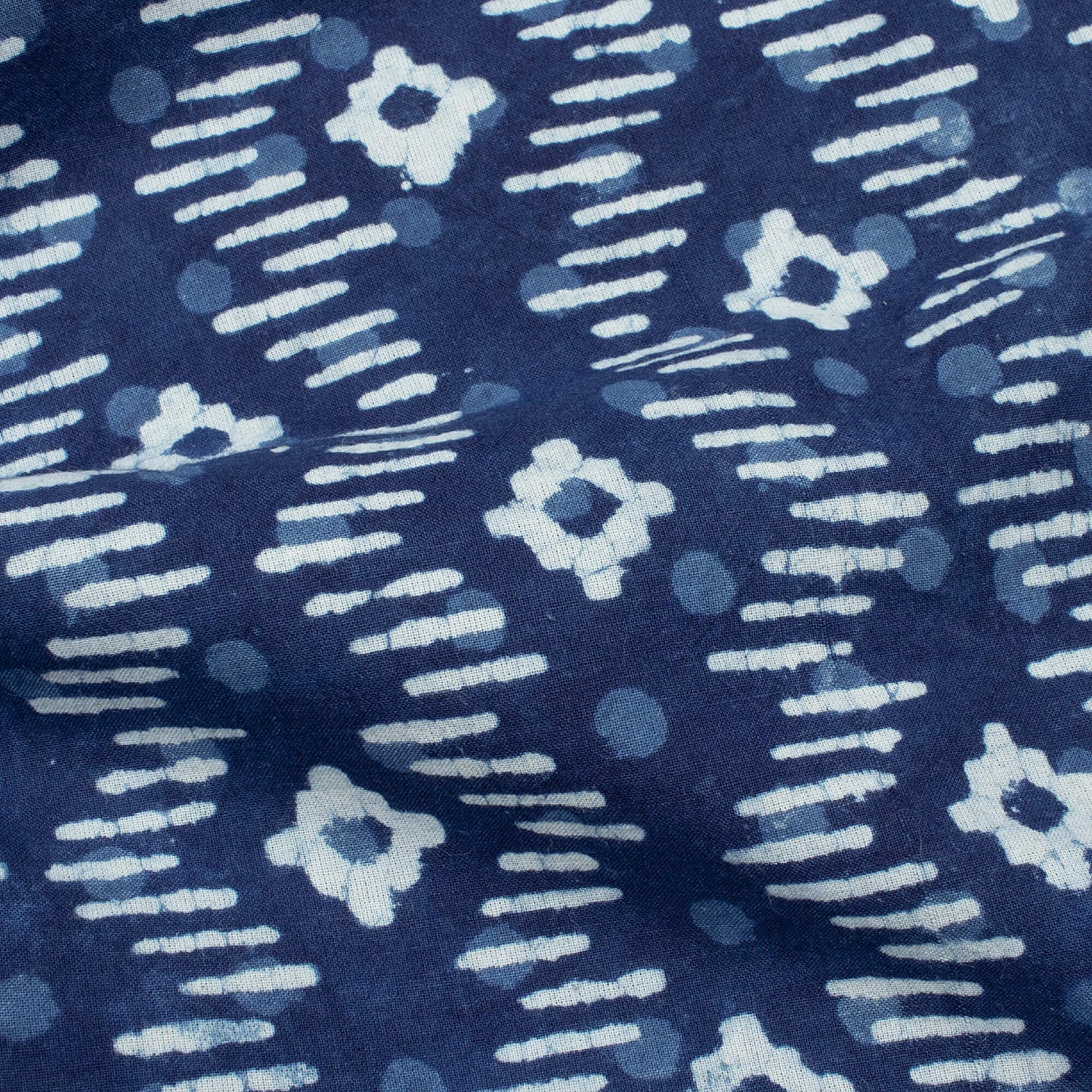 Indigo Trellis Pattern Handblock Cotton Fabric