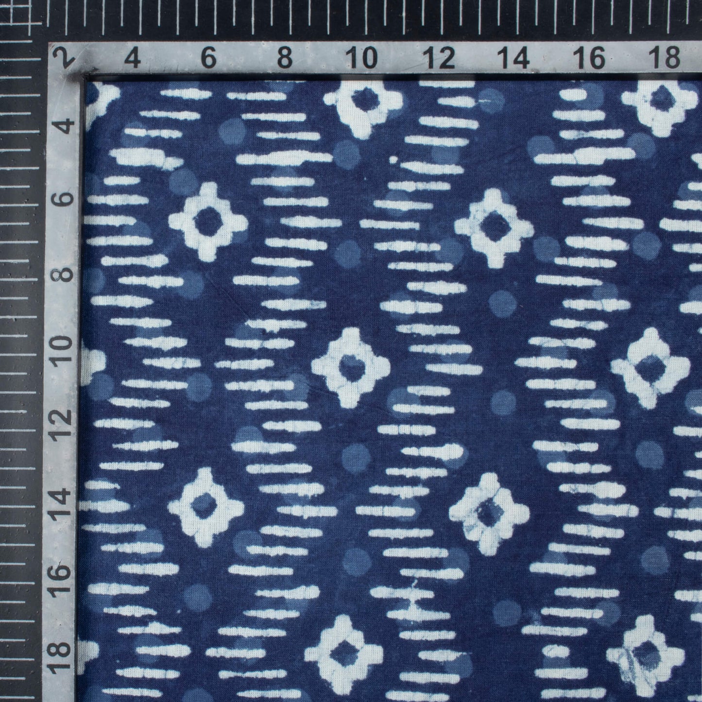 Indigo Trellis Pattern Handblock Cotton Fabric