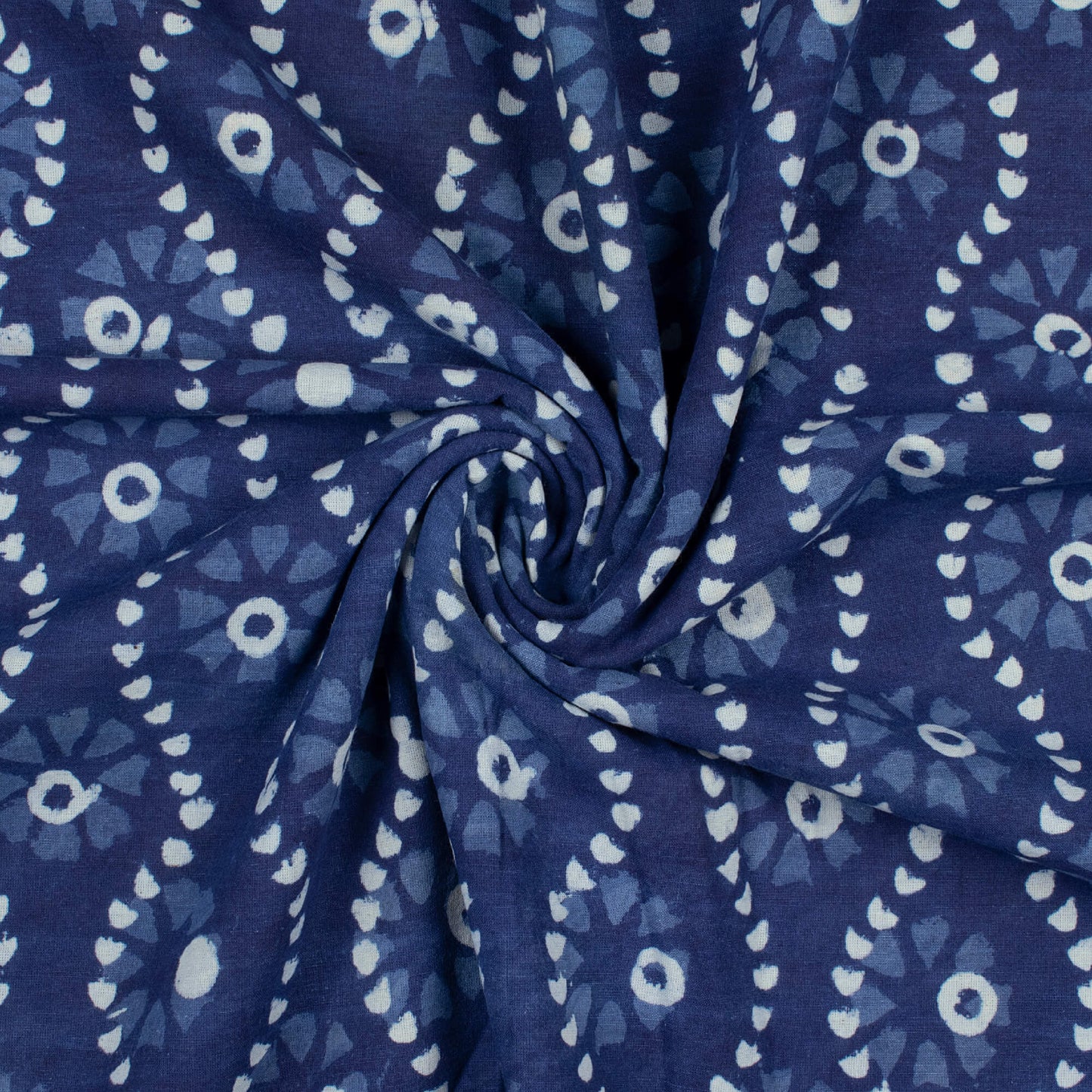 Indigo Trellis Pattern Handblock Cotton Fabric