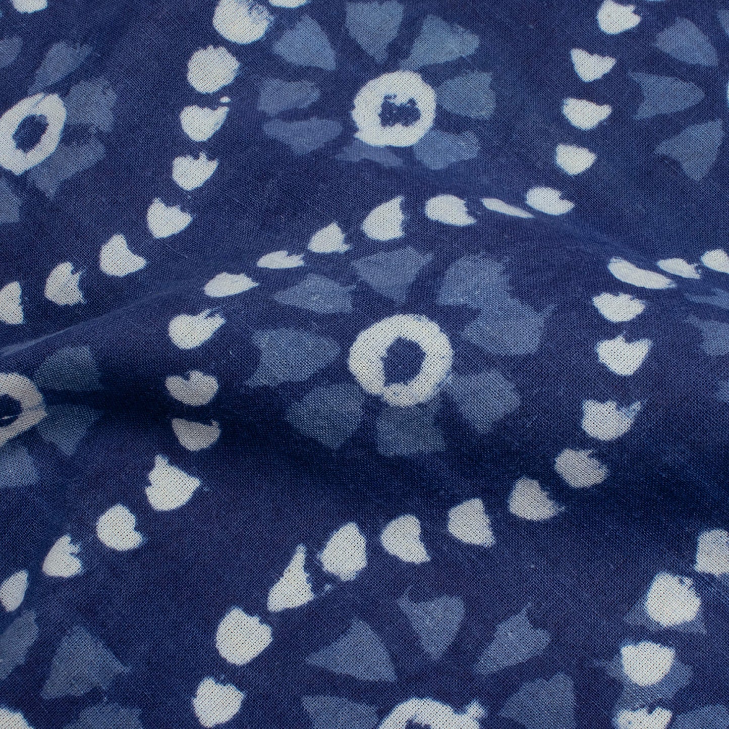Indigo Trellis Pattern Handblock Cotton Fabric