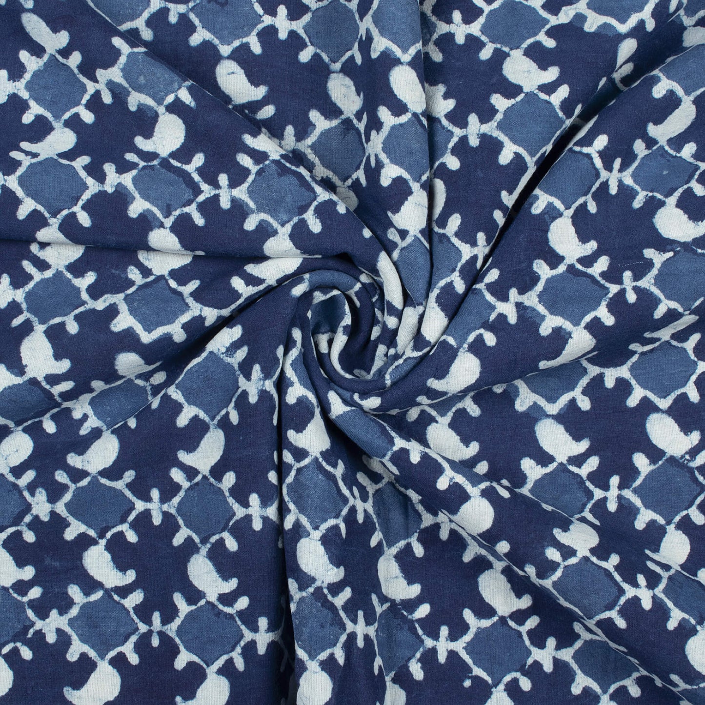 Indigo Traditional Pattern Handblock Cotton Fabric