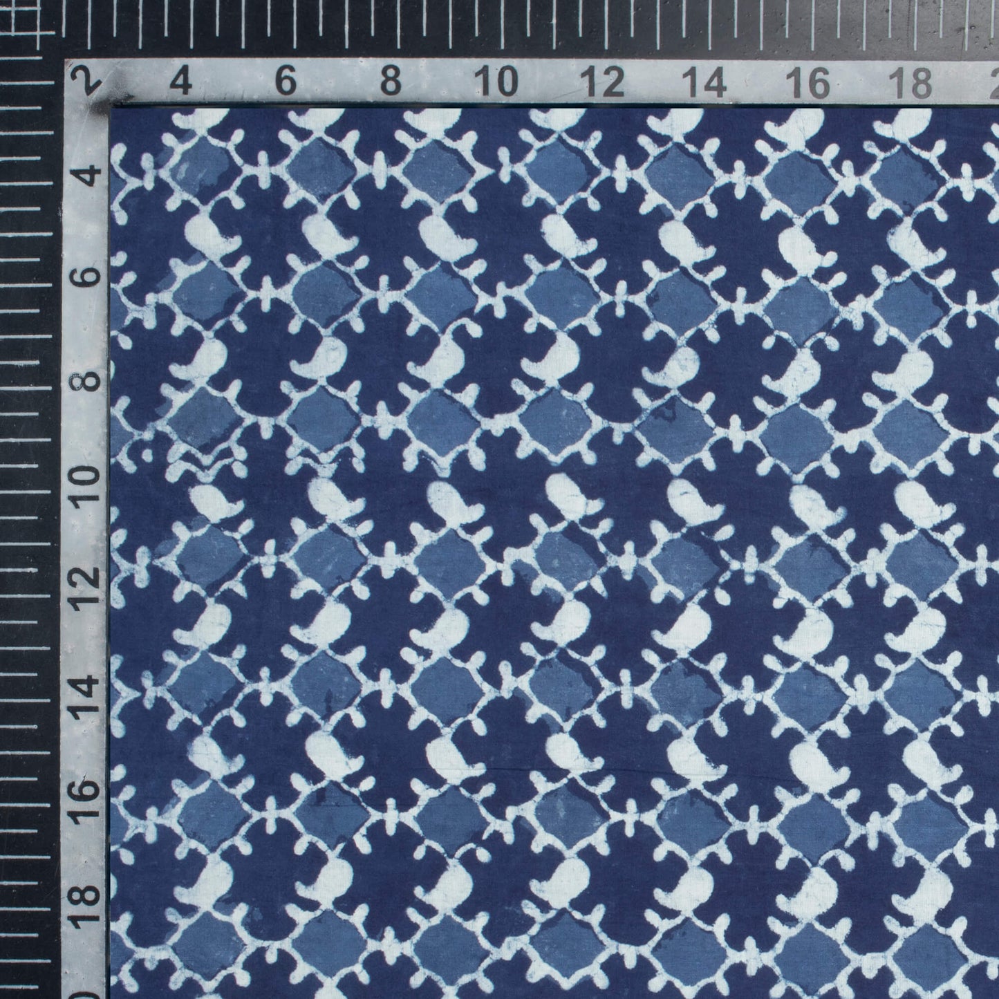Indigo Traditional Pattern Handblock Cotton Fabric