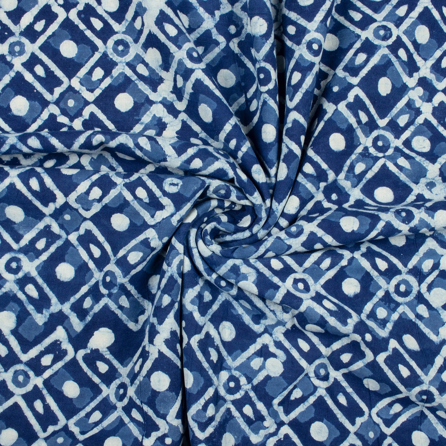 Indigo Traditional Pattern Handblock Cotton Fabric