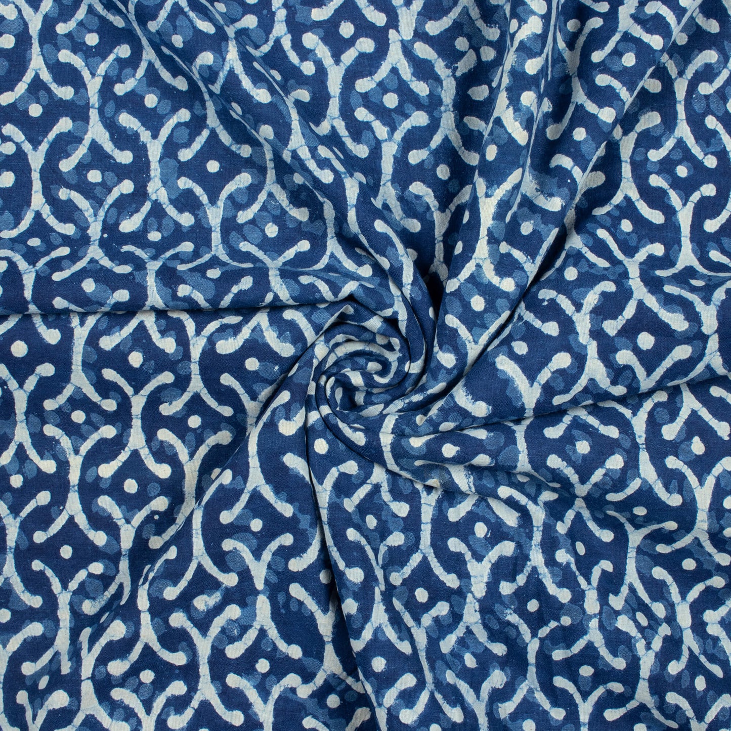 Indigo Abstarct Pattern Handblock Cotton Fabric